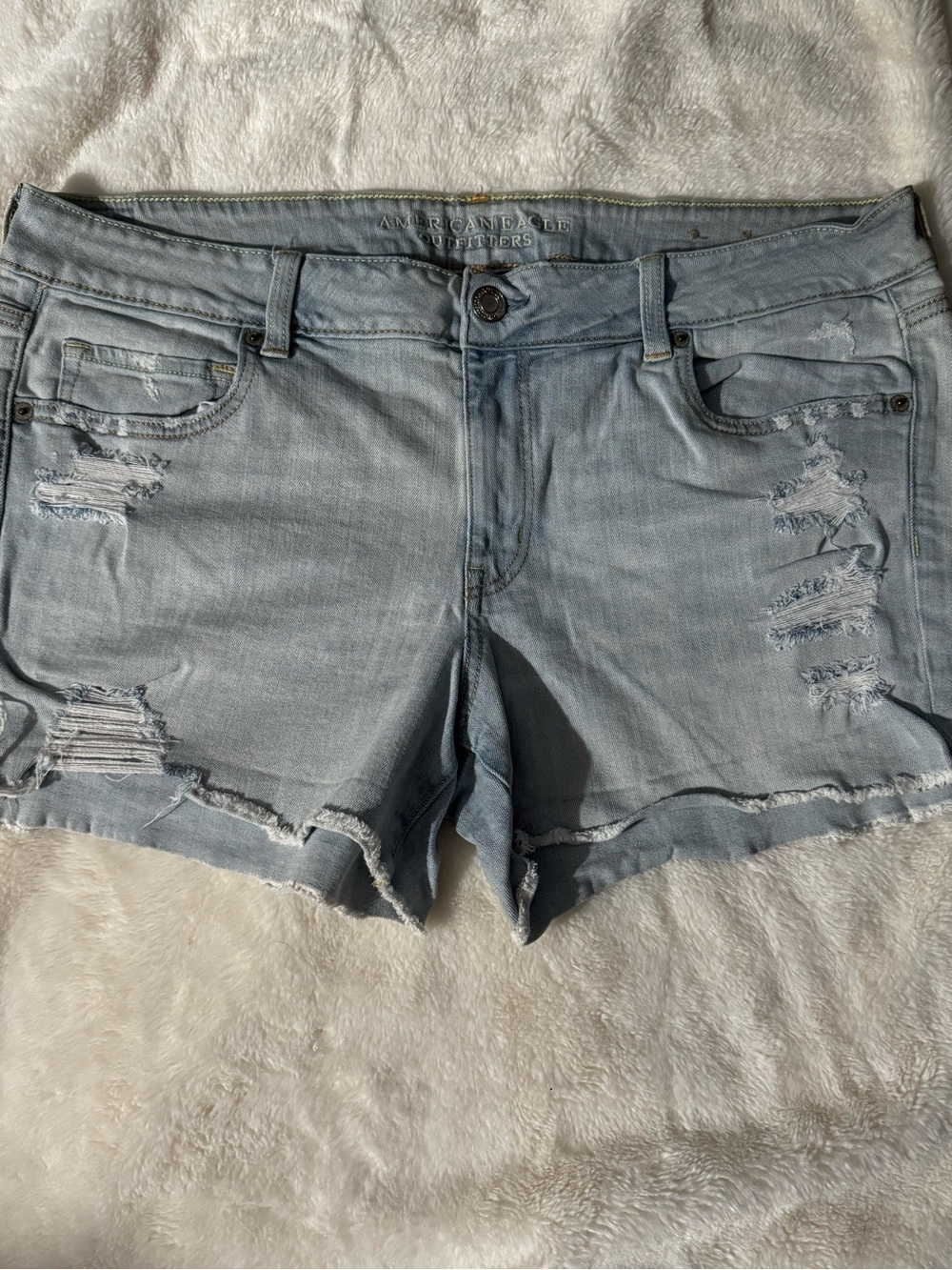 American Eagle Outfitters Light Blue Distressed Denim Cutoff Shorts